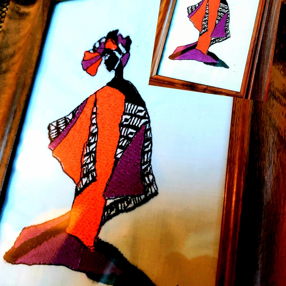 Embroidery of Black Woman in African Regalia